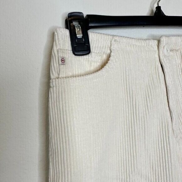 AG Adriano Goldschmied Etta in Ivory Dust Corduroy Wide Leg Crop Pants 24 NWT - Picture 2 of 11